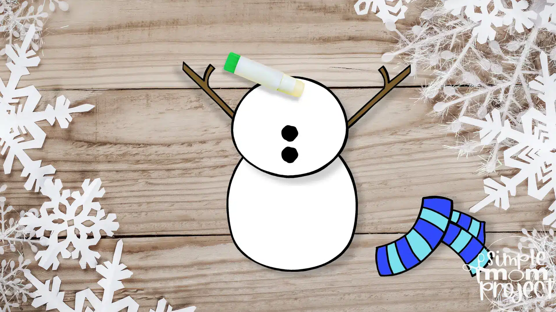 free to print cut and paste snowman craft template